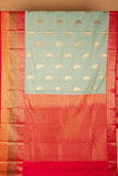 Pastel Blue Small Border Semi Soft Silk Saree