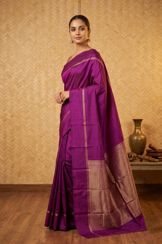 French violet pure touch silk saree