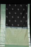 Black and green semi silk saree