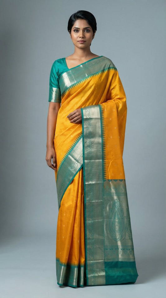 Honey orange semi silk saree