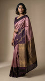 RoseWood Pink and Midnight Purple Designer Pure Touch silk saree
