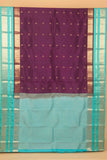 Purple and turquoise korvai pure touch silk saree