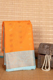 Orange and Sky Blue Semi Silk Saree