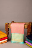 Baby blue and pink soft silk saree