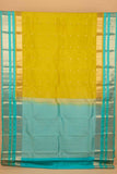 Lime green and turquoise pure touch silk saree