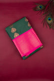Green and Pink Semi Silk Saree