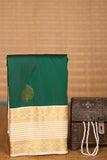 Bottle green and Offwhite Butta semi silk saree