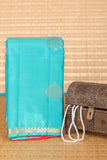 Aqua Blue and Reddish Pink Butta Pure Touch silk saree