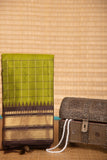 Sheen green and coffee brown pure touch silk saree