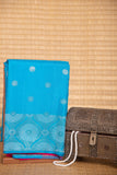 Azure blue and pink designer pure touch silk saree