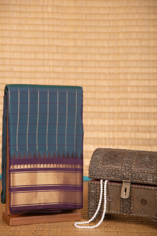 Peacock blue and pure pure touch silk saree