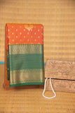 Golden orange and dark green semi silk saree
