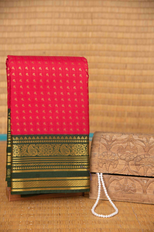 Pink aayiram butta semi silk saree