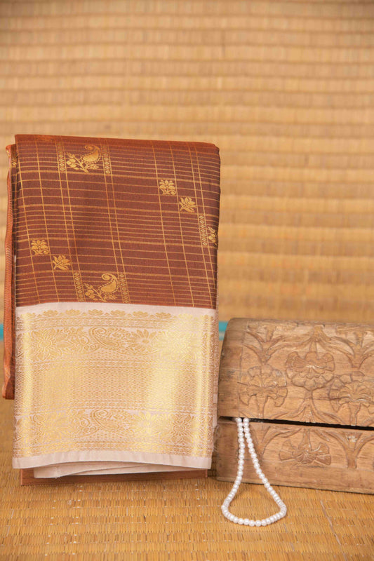 Copper brown semi silk saree