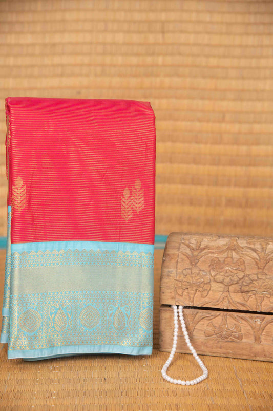 Rani pink and baby blue vairaoosi semi silk saree