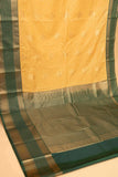 Malai cream and green semi silk saree