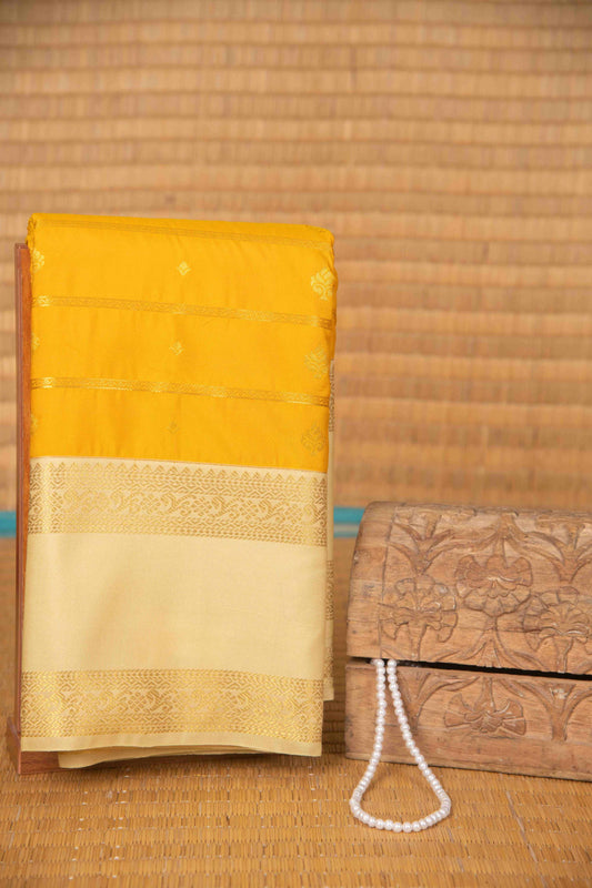 Canary yellow veldhari semi silk saree