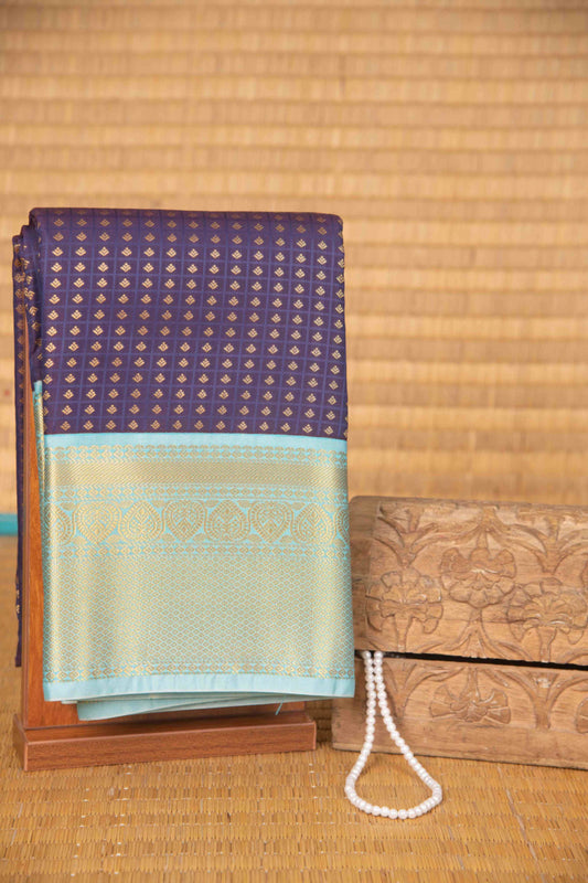 Purplish blue and baby blue aayiram butta semi silk saree