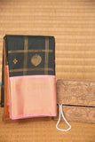 Bottle green and babypink zari kattam semi silk saree