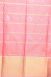 Bottle green and babypink zari kattam semi silk saree