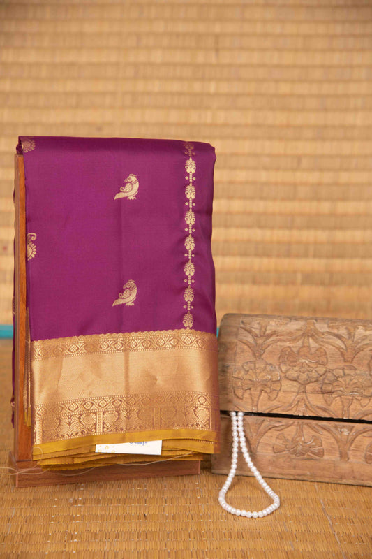 Jam Purple and mustard pure touch silk saree