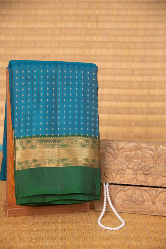 Dodger blue and green pure touch silk saree