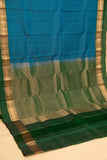 Dodger blue and green pure touch silk saree