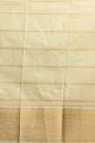 Cobalt blue and cream checked semi silk saree