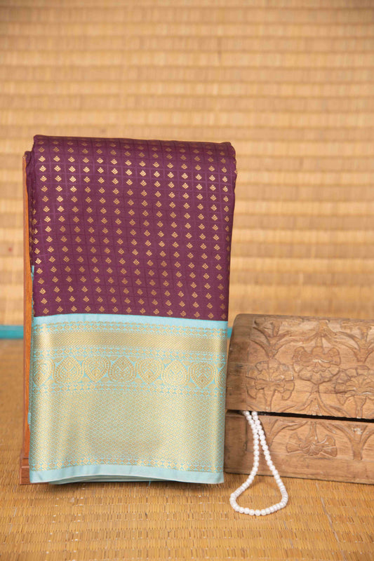 Purple and babyblue semi silk saree