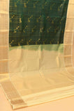 Bottle green zari kattam semi silk saree