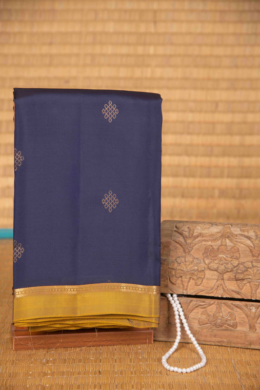 Midnight blue and kolam pure touch silk saree