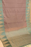 Chickoo and grey temple border soft silk saree