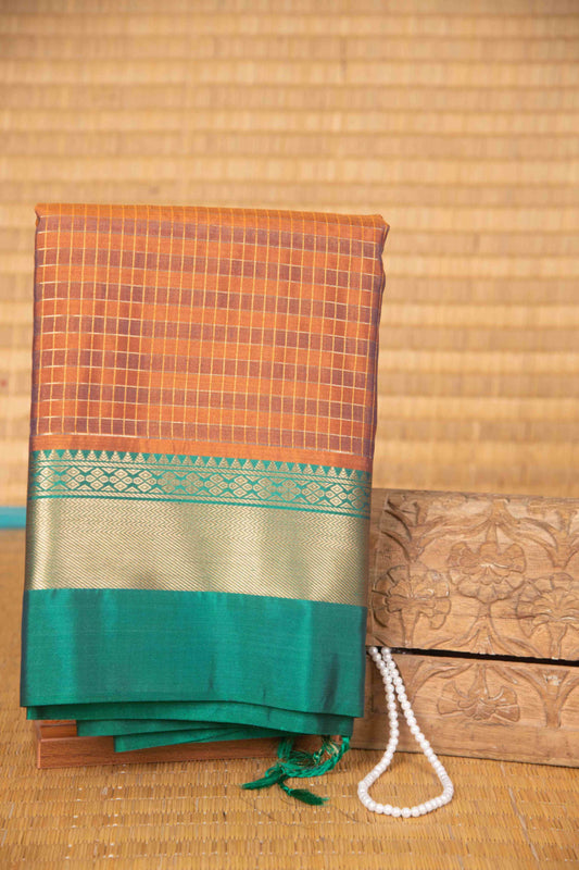 Brown kattam soft silk saree