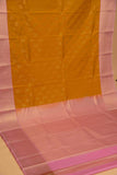 Mustard and pastel pink designer semi silk saree