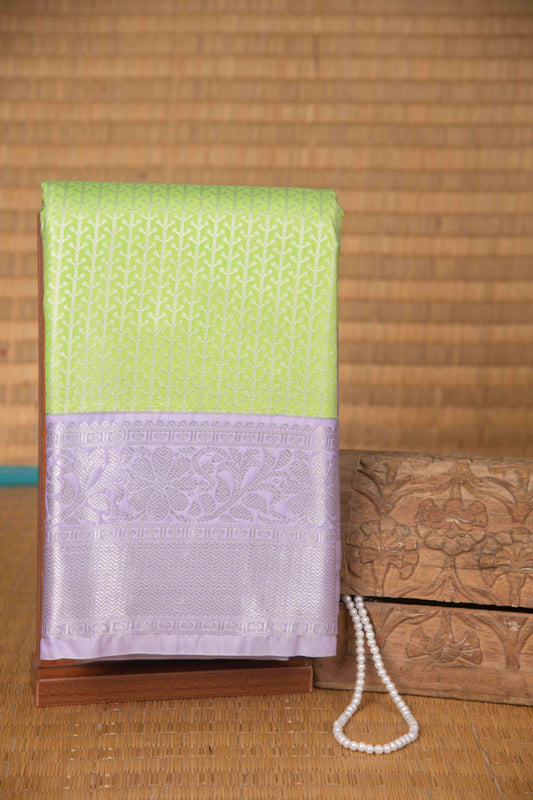 Mint green and lavender bridal silk saree