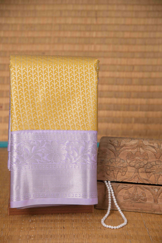 Golden designer brocade semi silk saree