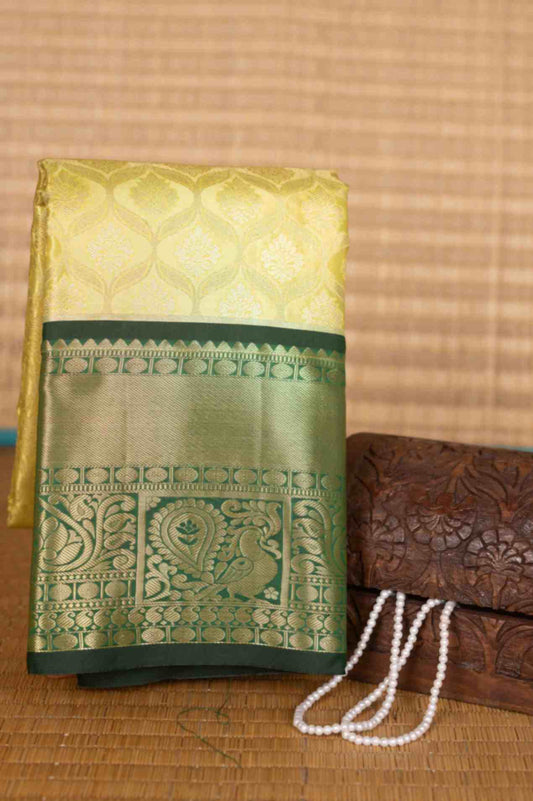 Yellow and green tissue silk saree