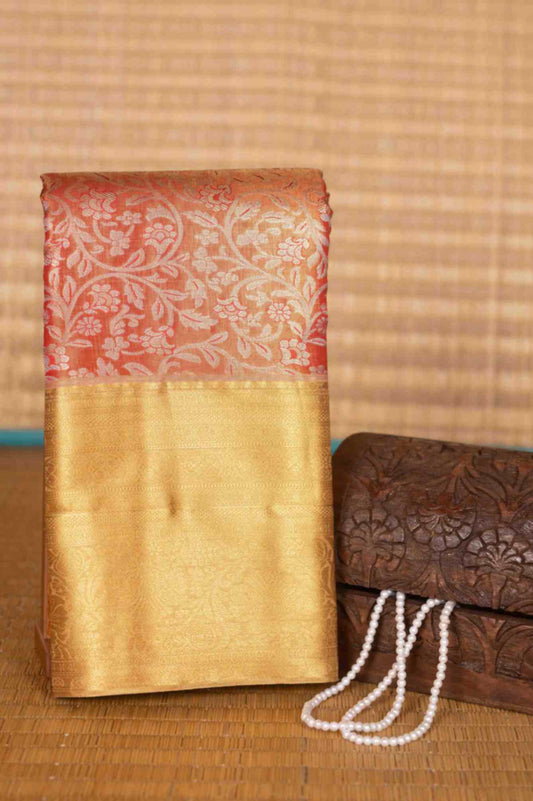 Red and gold tissue silk saree