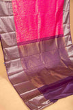 Pink and purple brocade silk saree