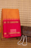 Orange and pink retta pettu kanchi cotton saree