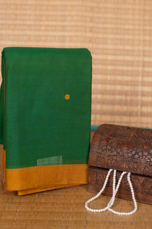 Green and mustard kanchi cotton saree