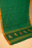 Green and mustard kanchi cotton saree
