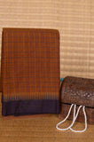 Brown and blue kanchi cotton saree