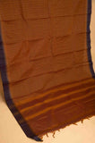 Brown and blue kanchi cotton saree
