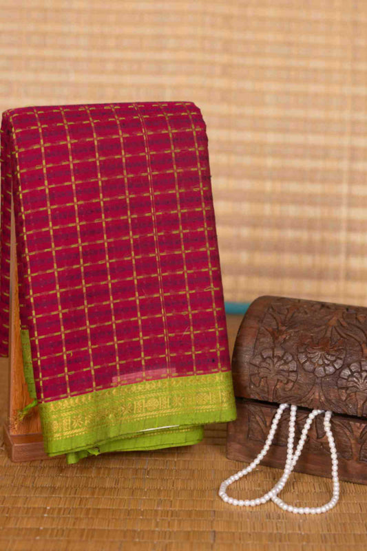 Purple and green butta kanchi cotton saree