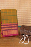 Army green and purple kanchi cotton saree