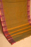 Army green and purple kanchi cotton saree