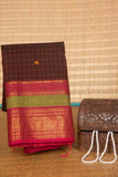Brown and pink kanchi cotton saree