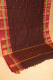 Brown and pink kanchi cotton saree