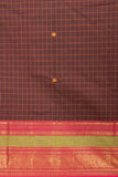 Brown and pink kanchi cotton saree